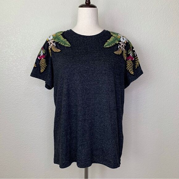 Zara Women’s Embroidered Patch Shoulder Short Sleeves Top - Picture 1 of 12